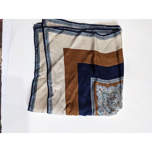 Vintage scarf by Dorce brown blue 22x23.5 in - Picture 4 of 9